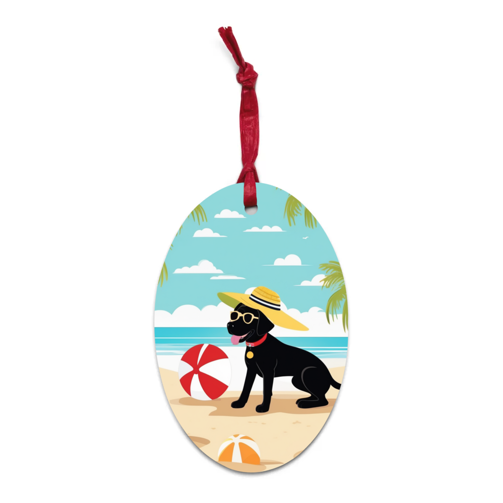 PugMug Custom Black Labrador Retriever Wooden Ornament