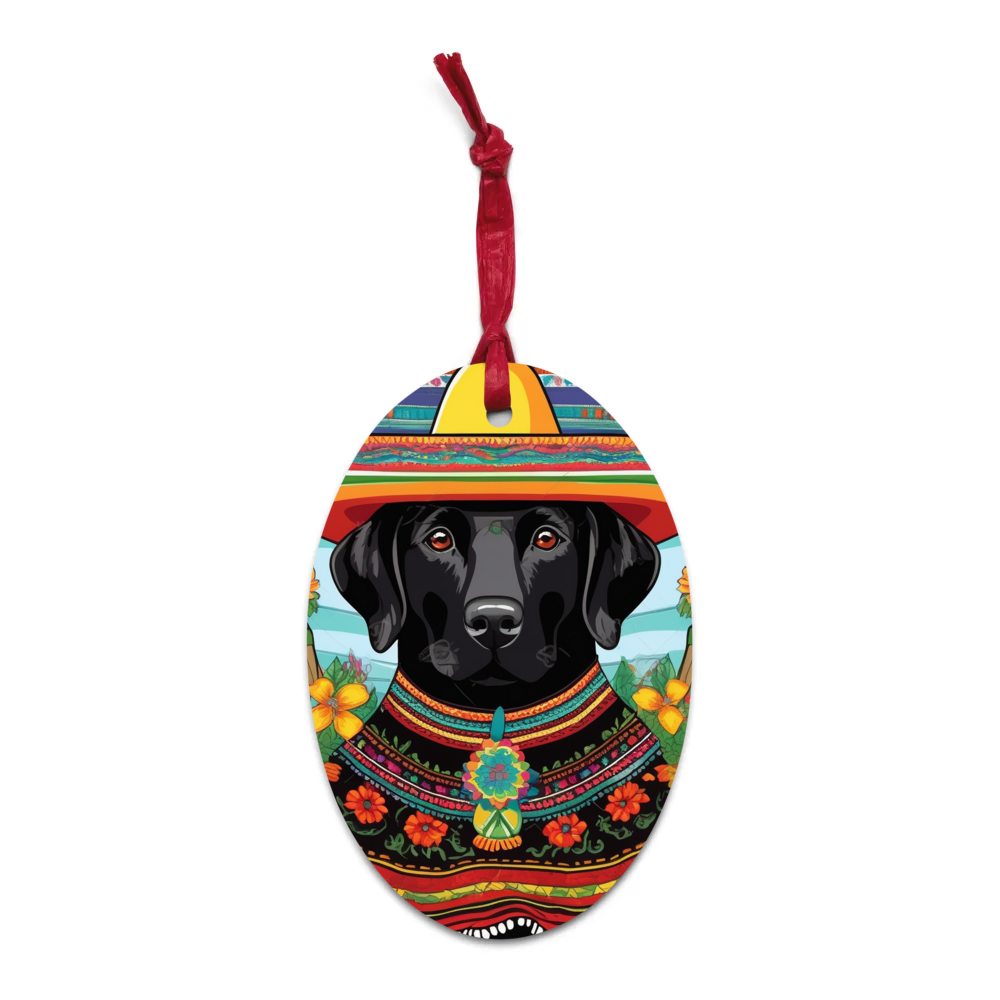 PugMug Custom Black Labrador Retriever Wooden Ornament