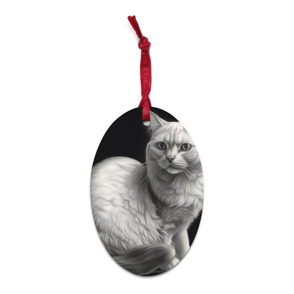 PugMug Custom White Companion Cat Wooden Ornament