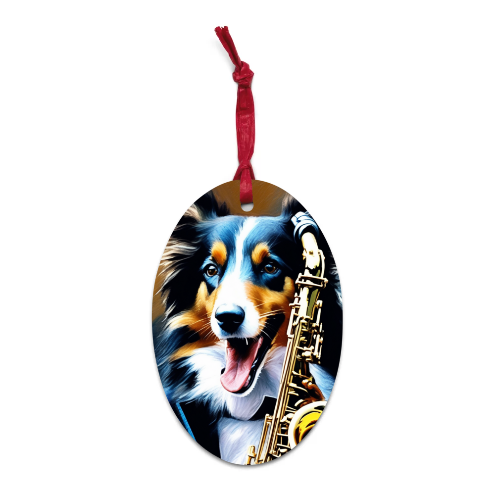 PugMug Custom Collie Wooden Ornament