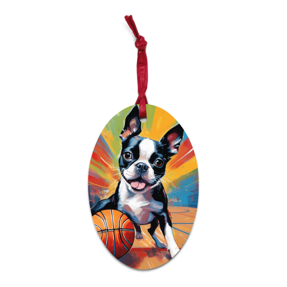 PugMug Custom Boston Terrier Wooden Ornament