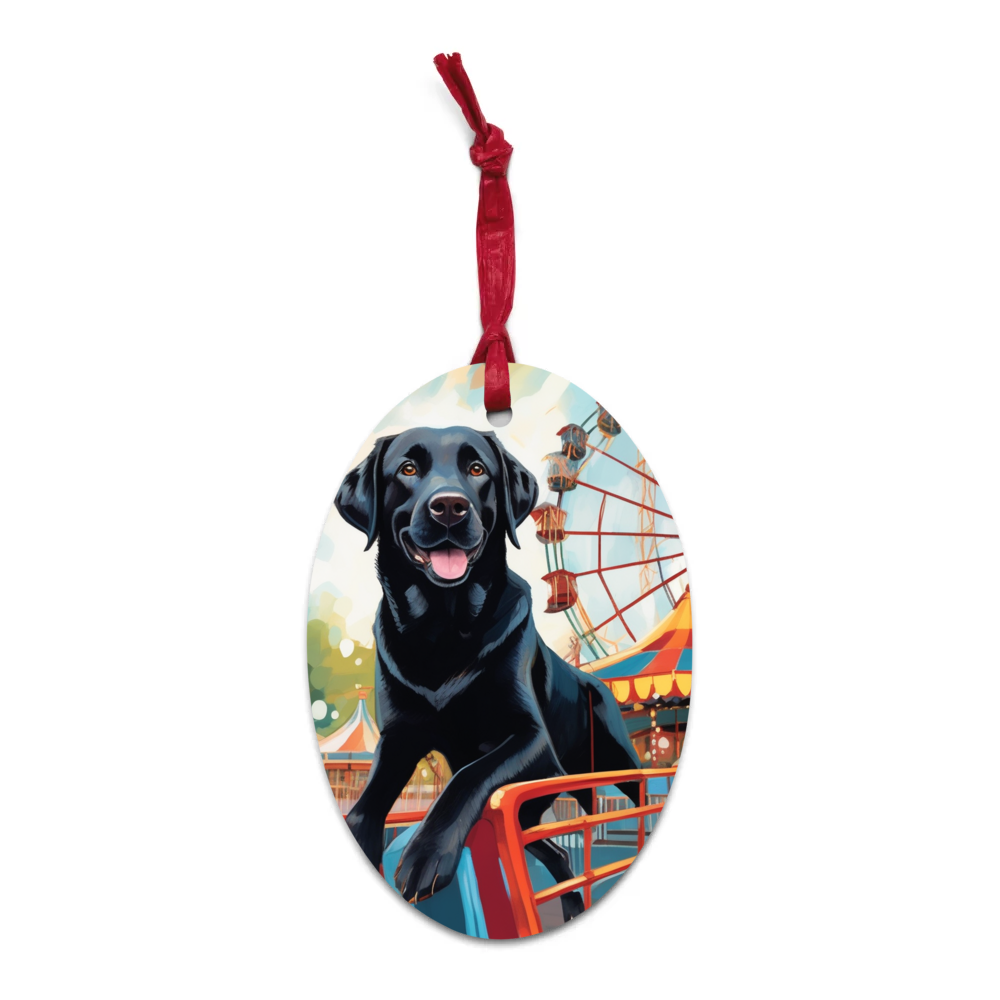 PugMug Custom Black Labrador Retriever Wooden Ornament