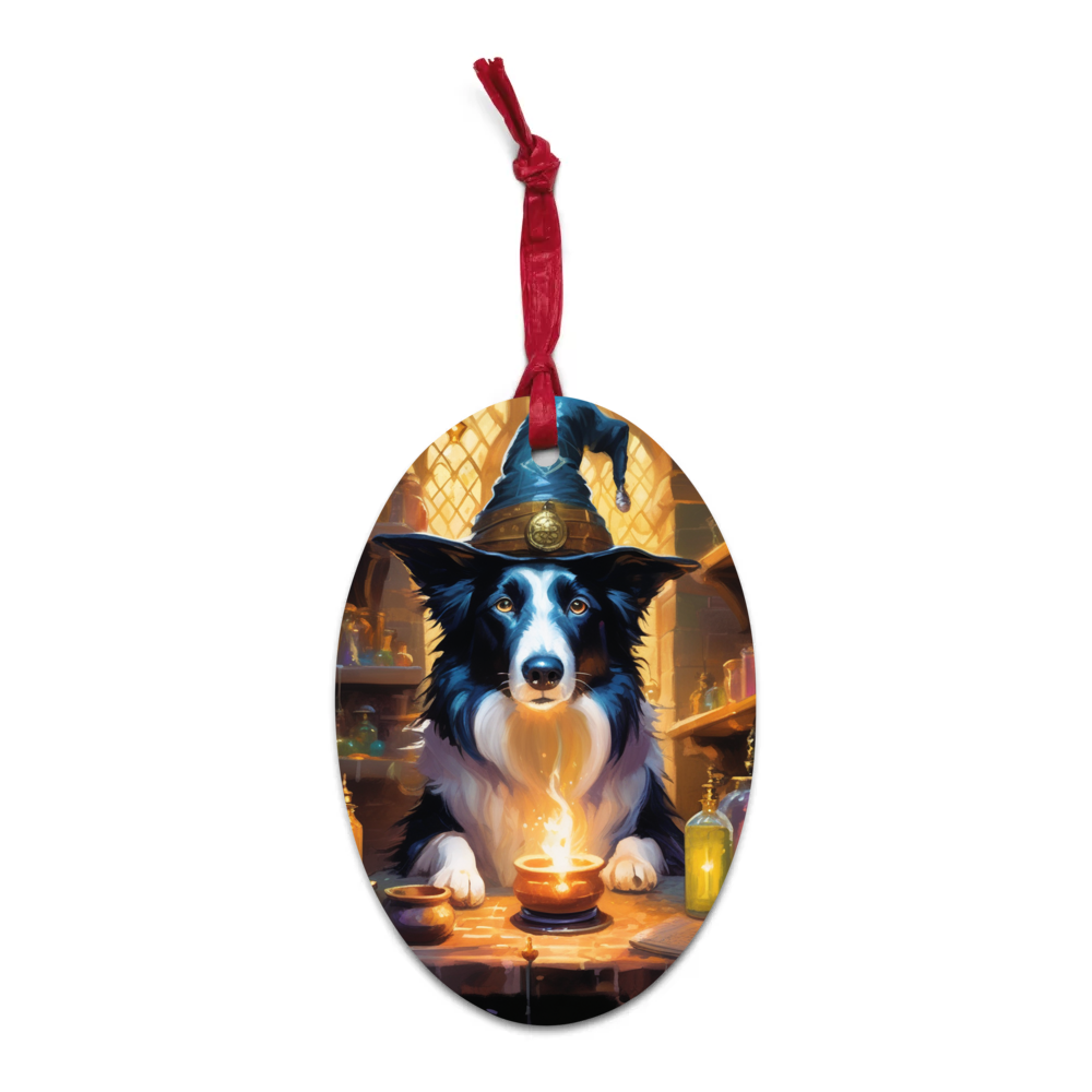 PugMug Custom Border Collie Wooden Ornament