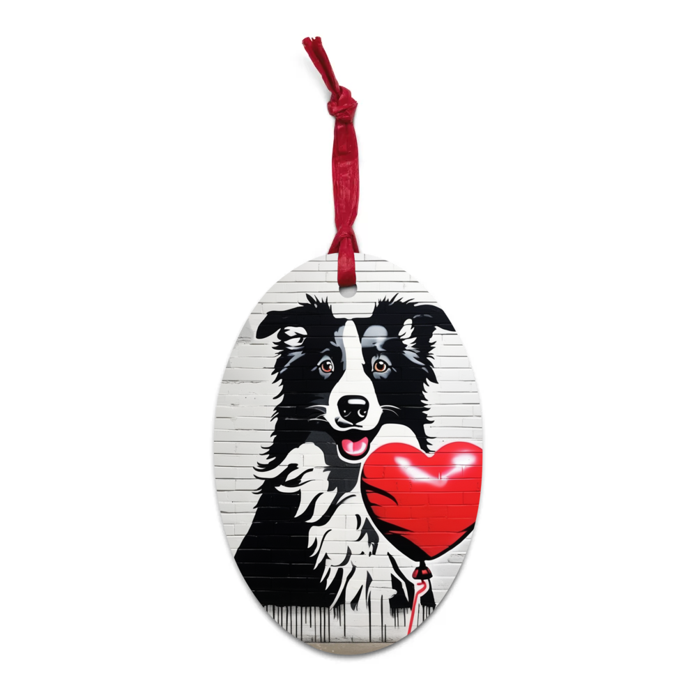 PugMug Custom Border Collie Wooden Ornament
