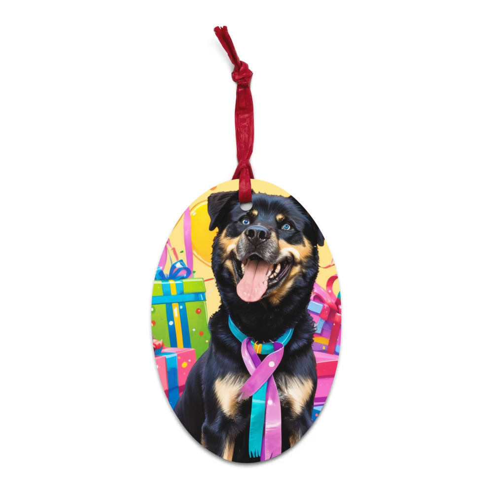 PugMug Custom Blue Wooden Ornament