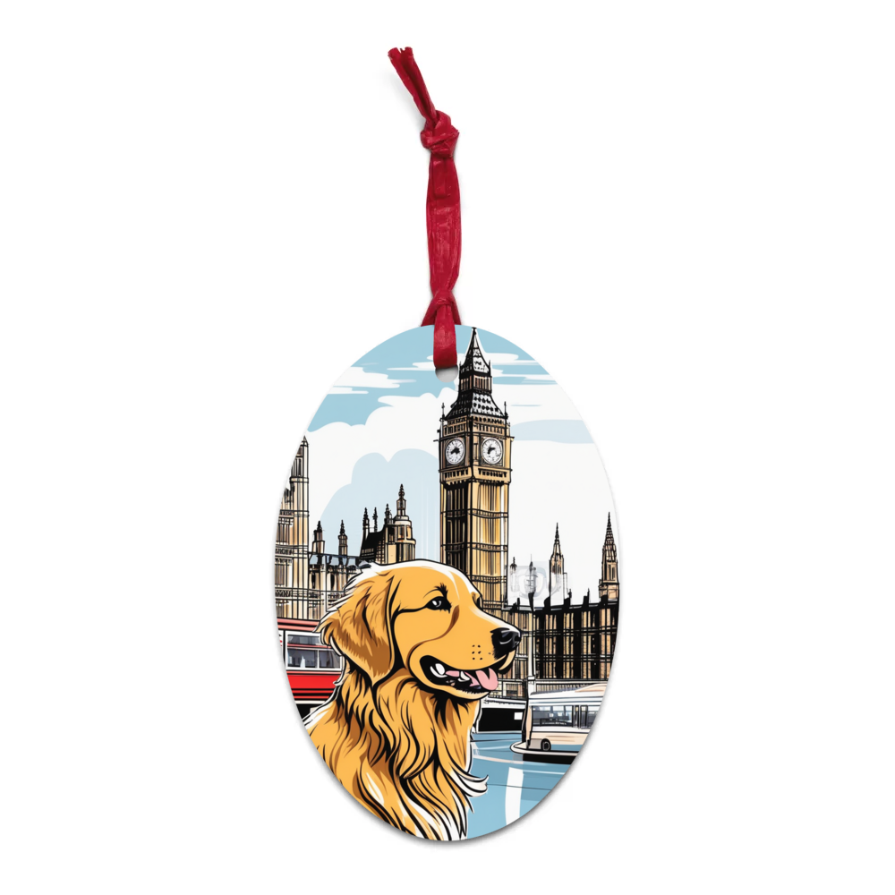 PugMug Custom Golden Retriever Wooden Ornament