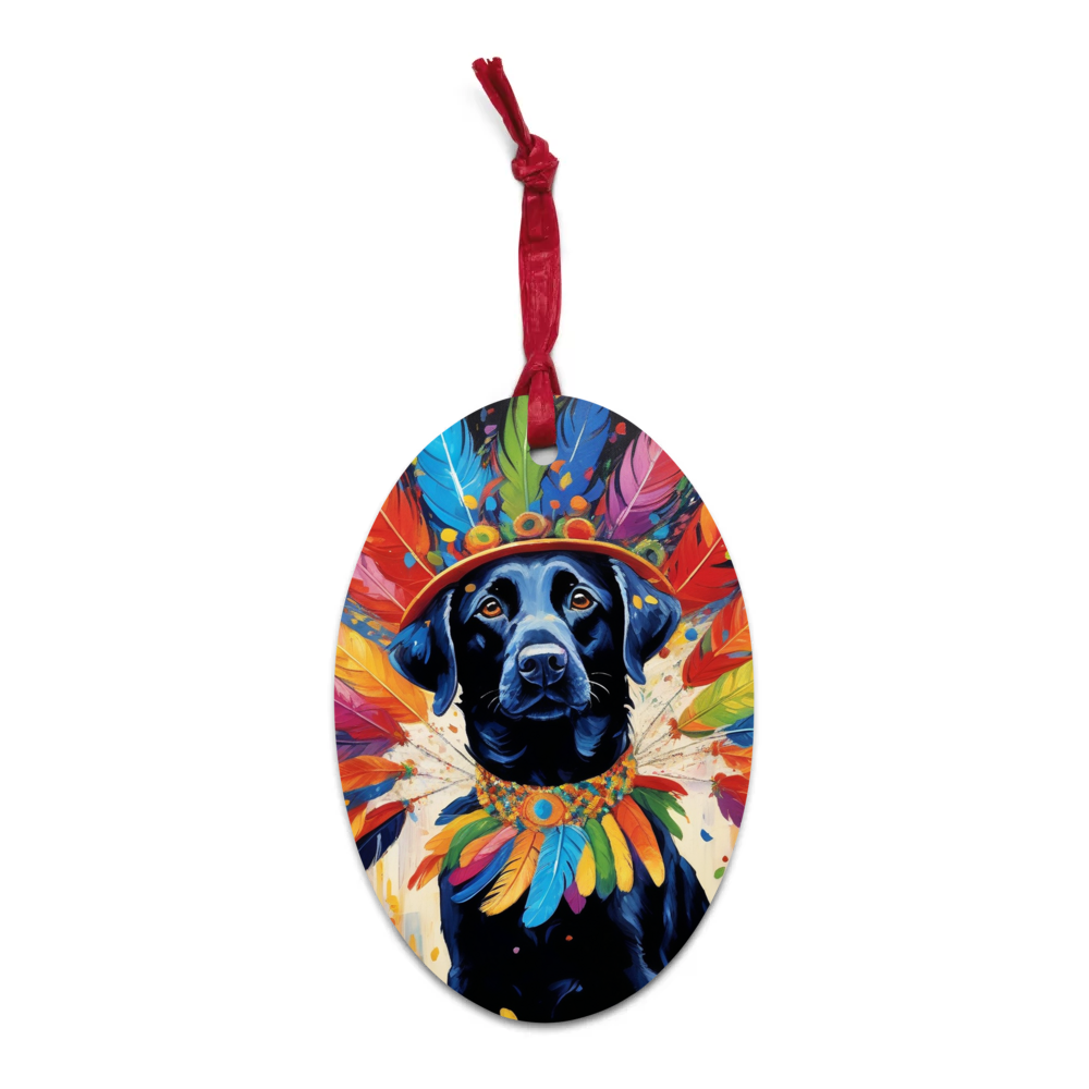 PugMug Custom Black Labrador Retriever Wooden Ornament