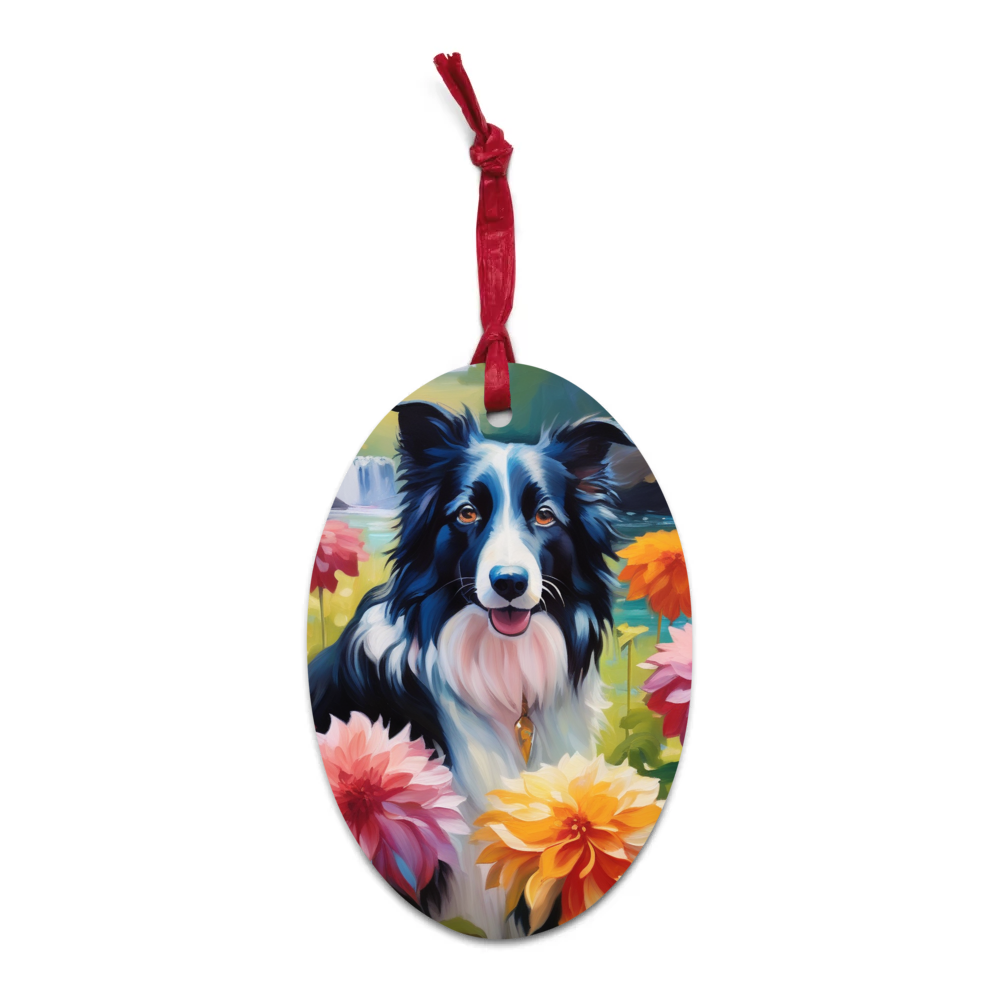 PugMug Custom Border Collie Wooden Ornament