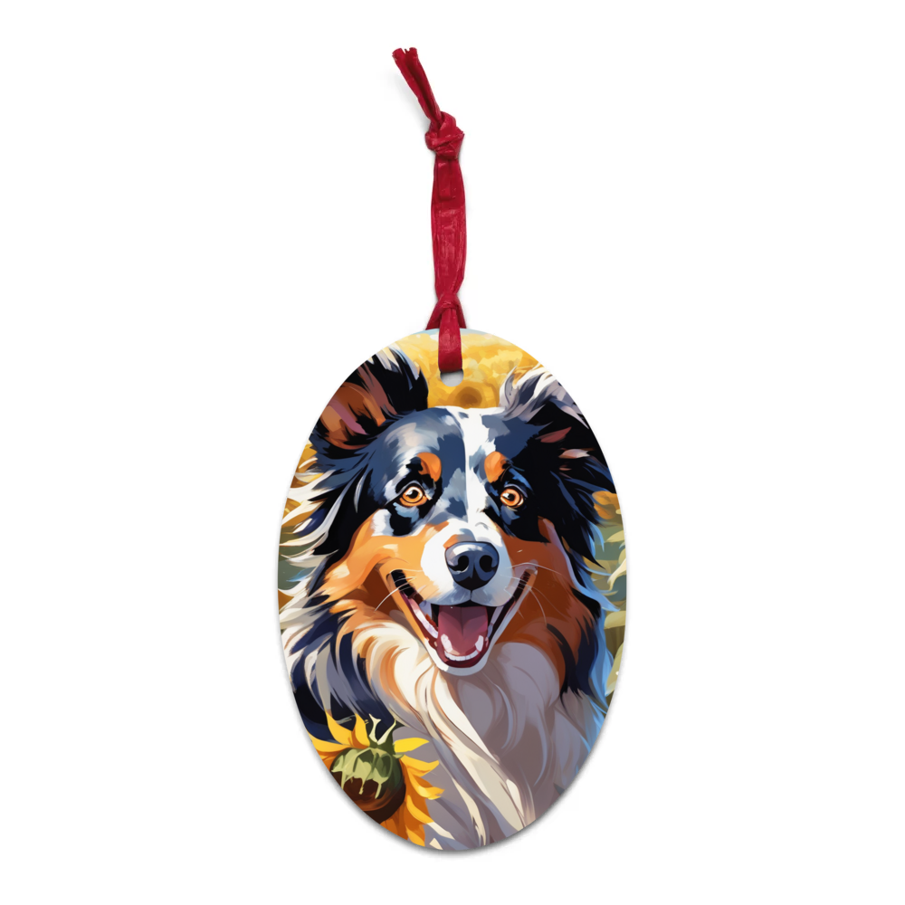 PugMug Custom Australian Shepherd Dog Wooden Ornament