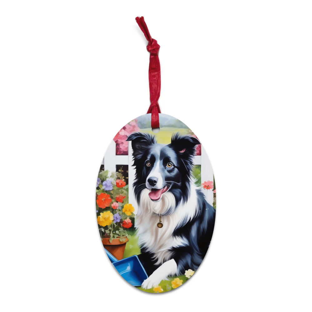 PugMug Custom Border Collie Wooden Ornament