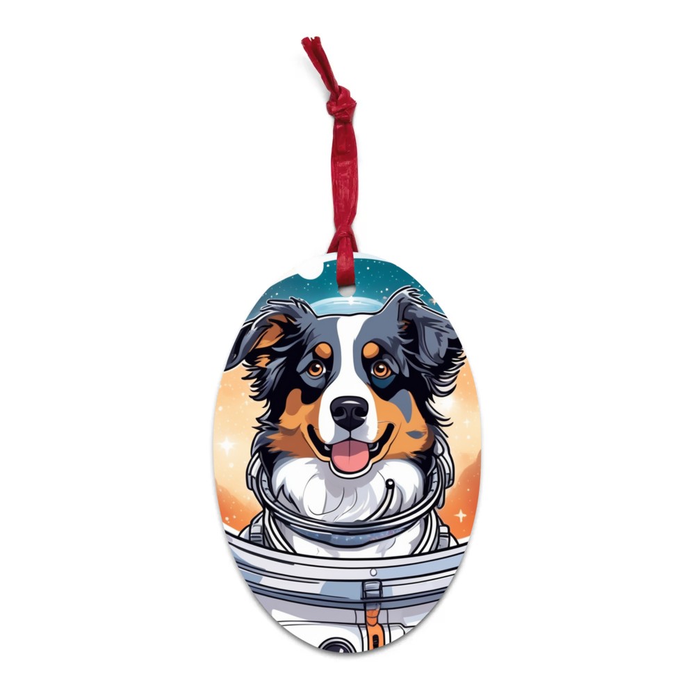 PugMug Custom Australian Shepherd Dog Wooden Ornament