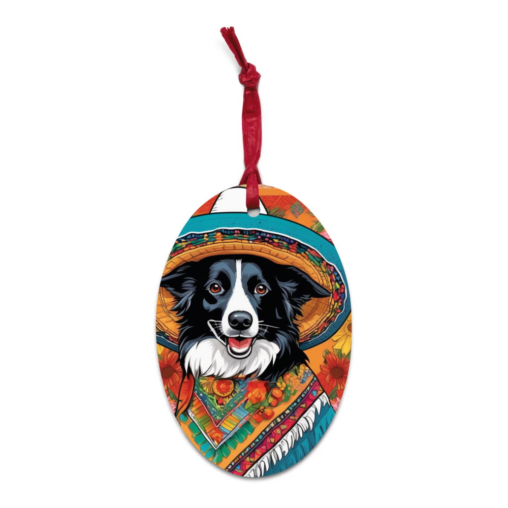 PugMug Custom Border Collie Wooden Ornament