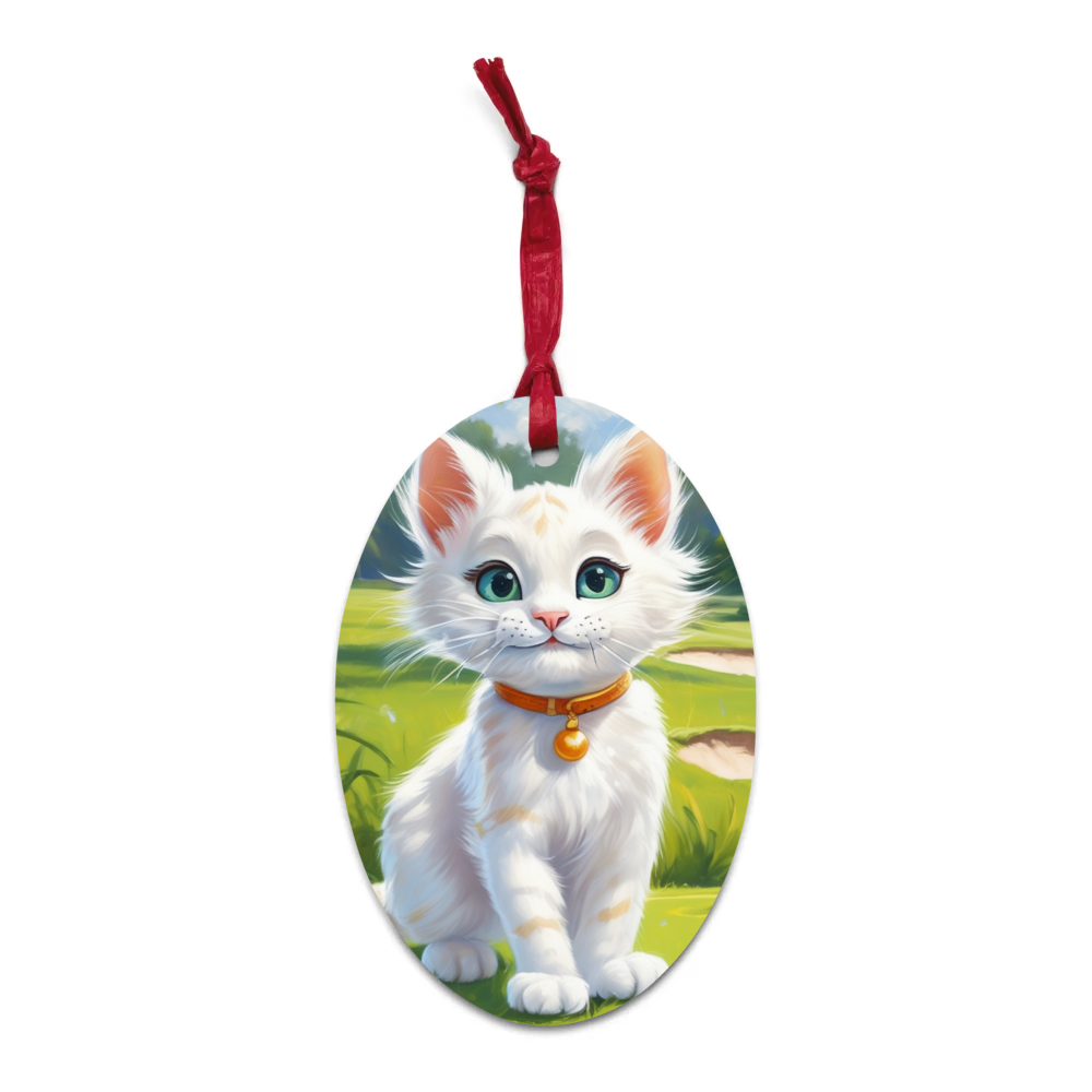 PugMug Custom White Exotic Cat Wooden Ornament