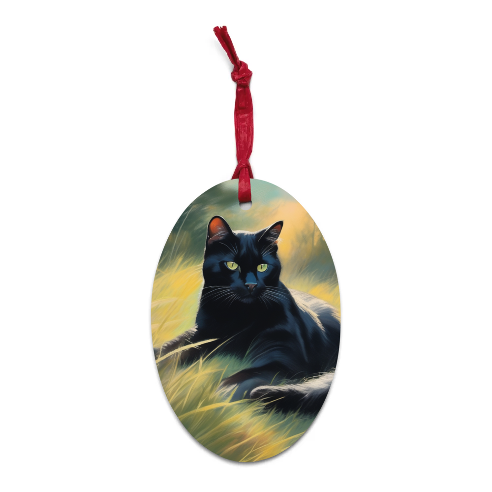 PugMug Custom Black Exotic Cat Wooden Ornament