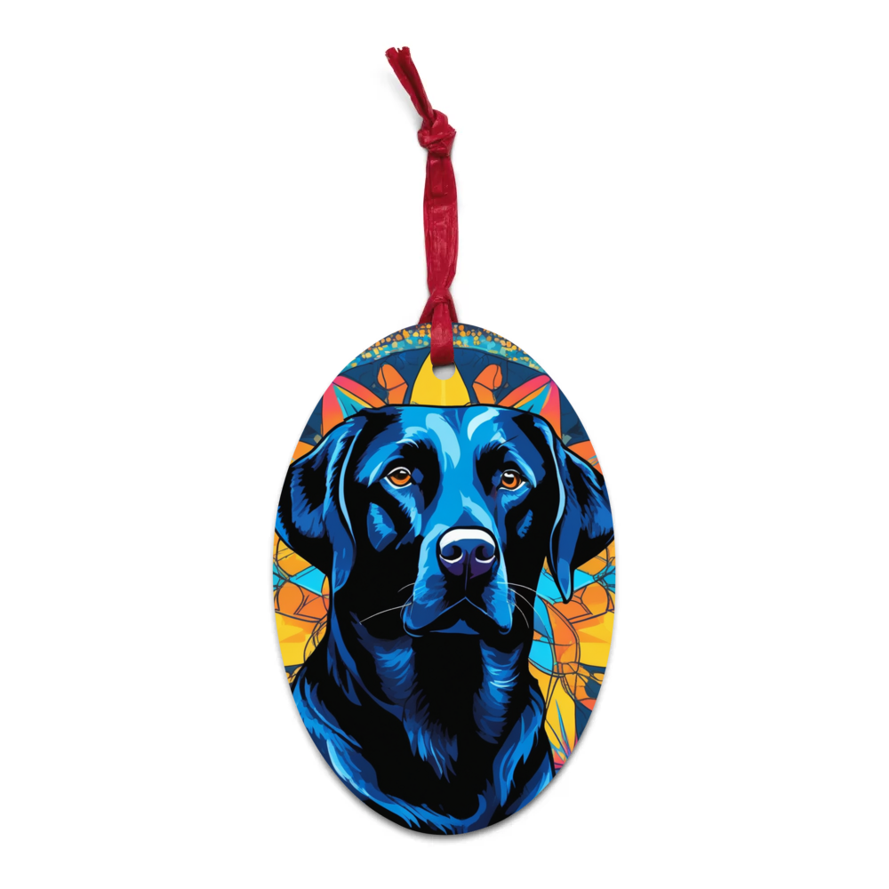 PugMug Custom Black Labrador Retriever Wooden Ornament