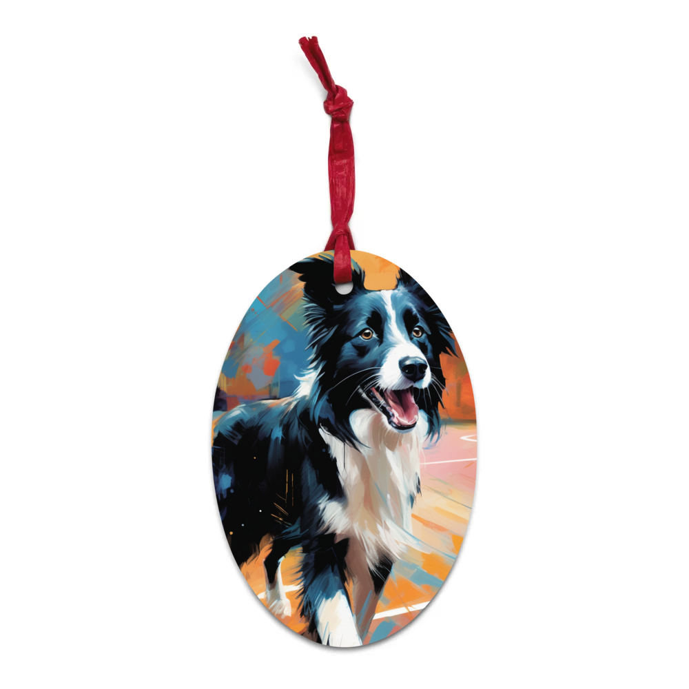 PugMug Custom Border Collie Wooden Ornament