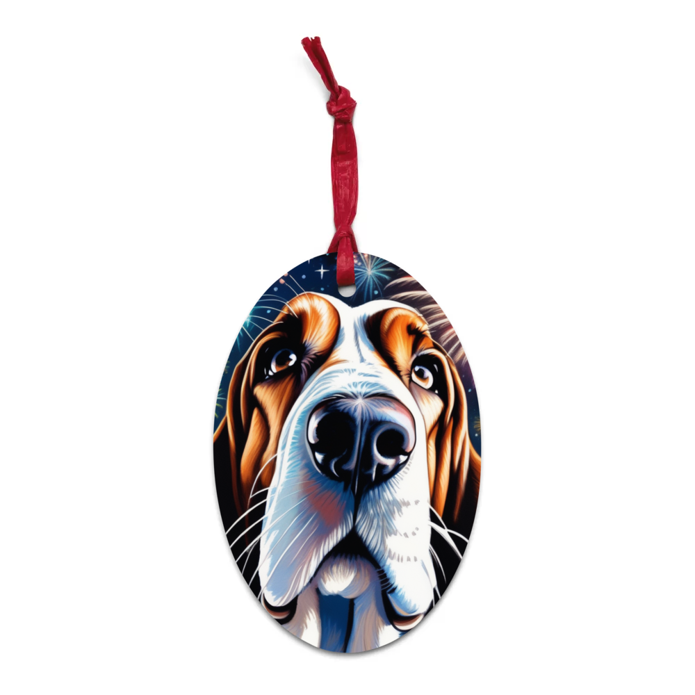 PugMug Custom Basset Hound Wooden Ornament