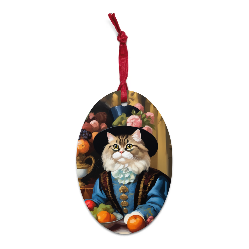 PugMug Custom Tabby Persian Cat Wooden Ornament