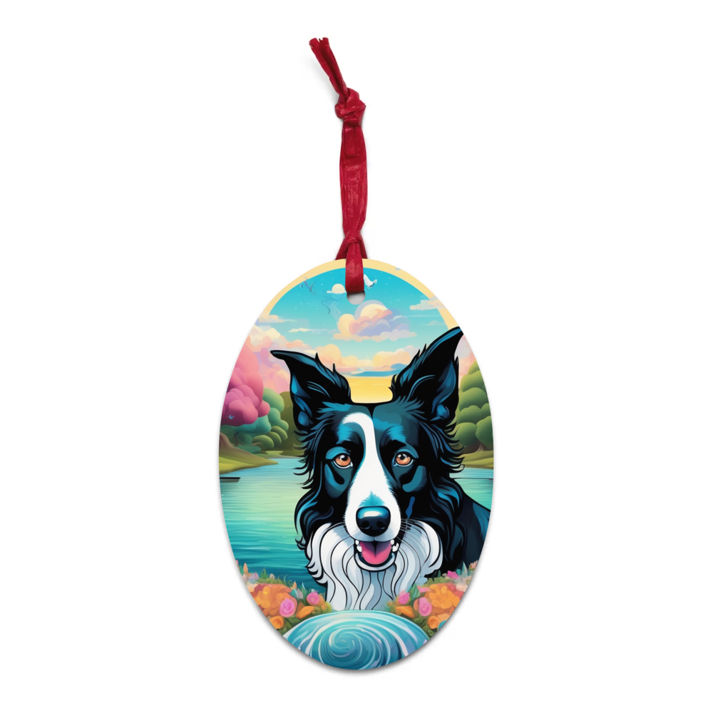 PugMug Custom Border Collie Wooden Ornament