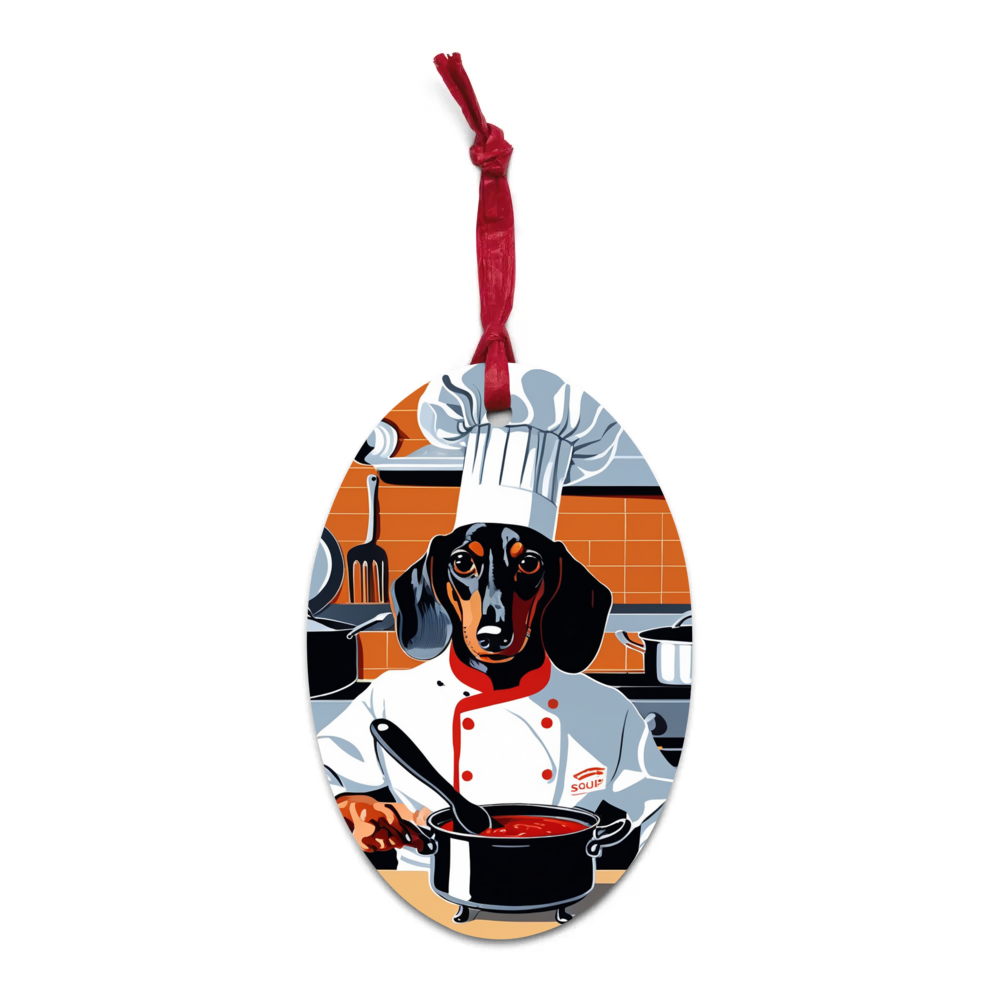 PugMug Custom Black Dachshund Wooden Ornament