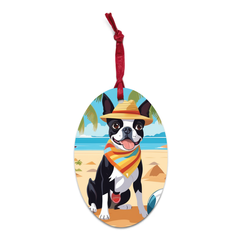 PugMug Custom Boston Terrier Wooden Ornament