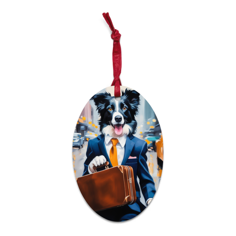 PugMug Custom Border Collie Wooden Ornament
