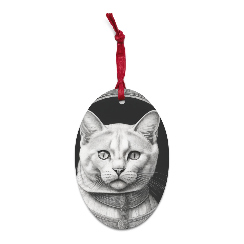 PugMug Custom White Exotic Cat Wooden Ornament