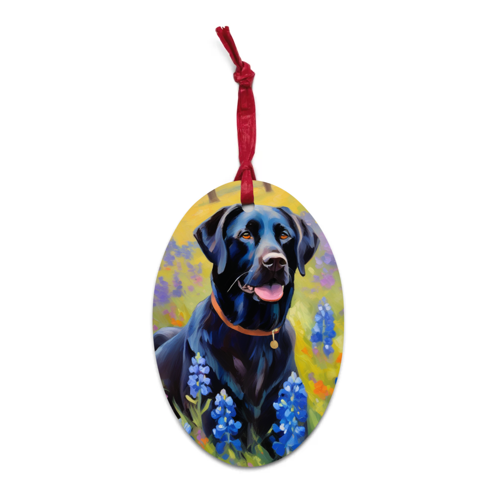 PugMug Custom Black Labrador Retriever Wooden Ornament