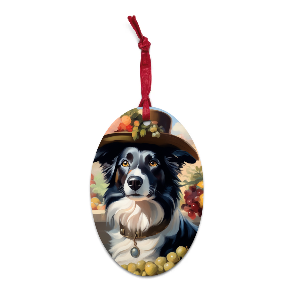 PugMug Custom Border Collie Wooden Ornament