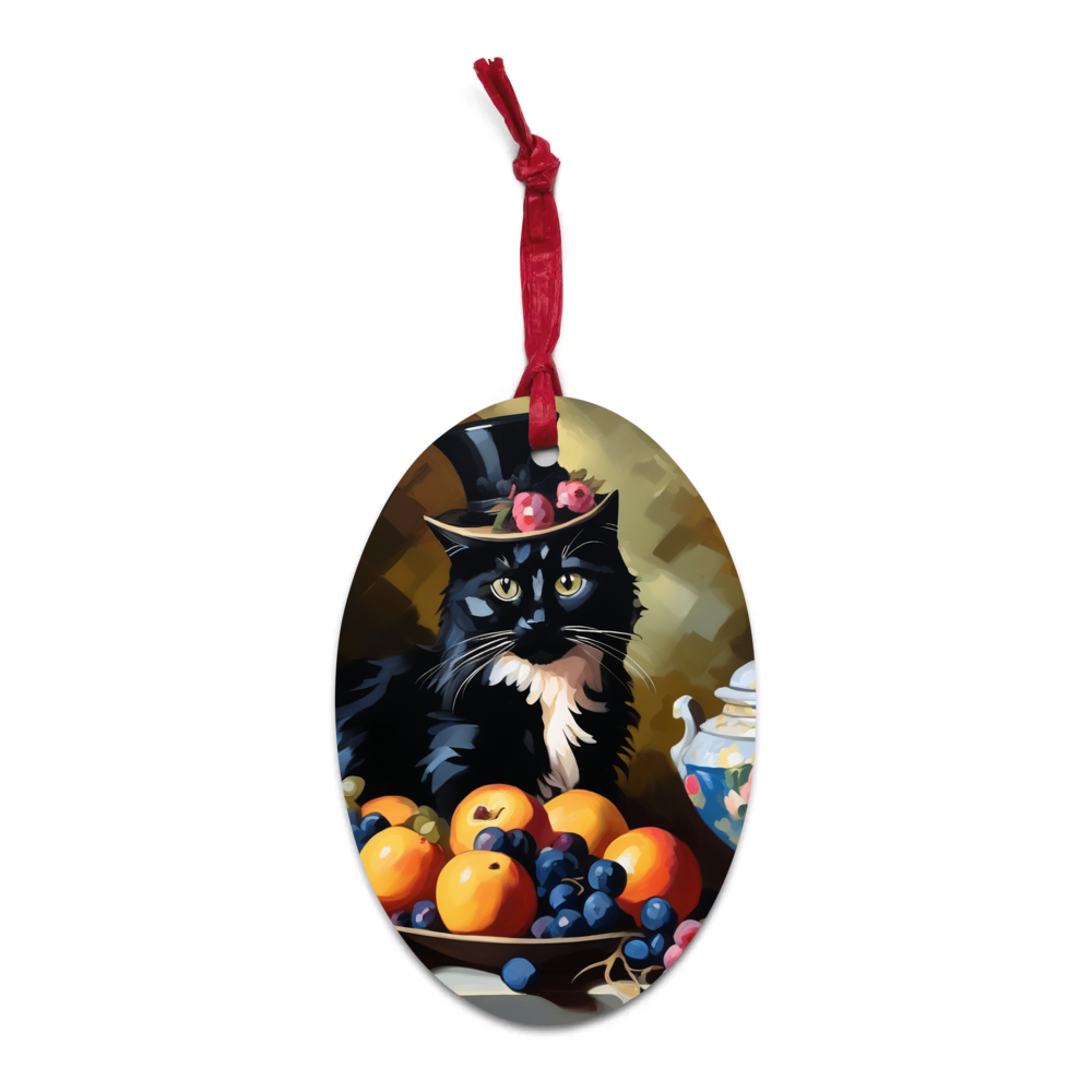PugMug Custom Black Ragdoll Cat Wooden Ornament