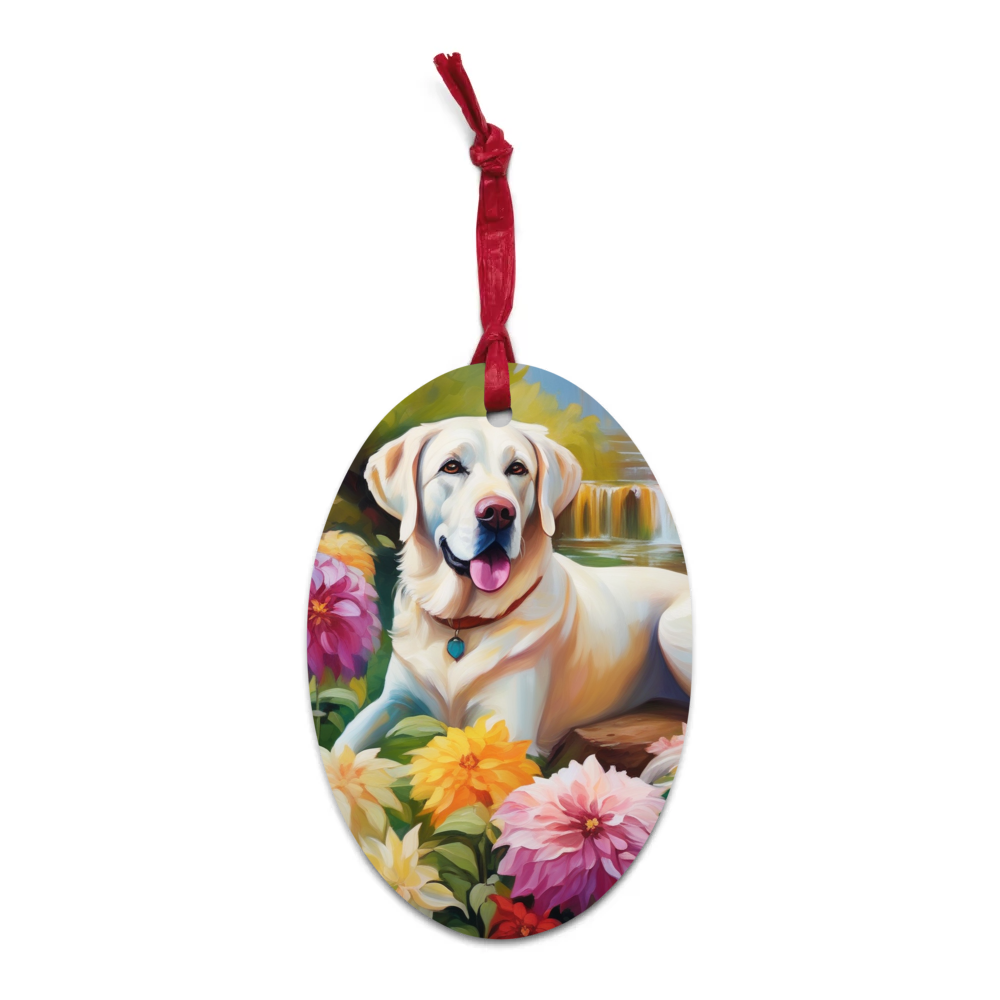 PugMug Custom White Labrador Retriever Wooden Ornament