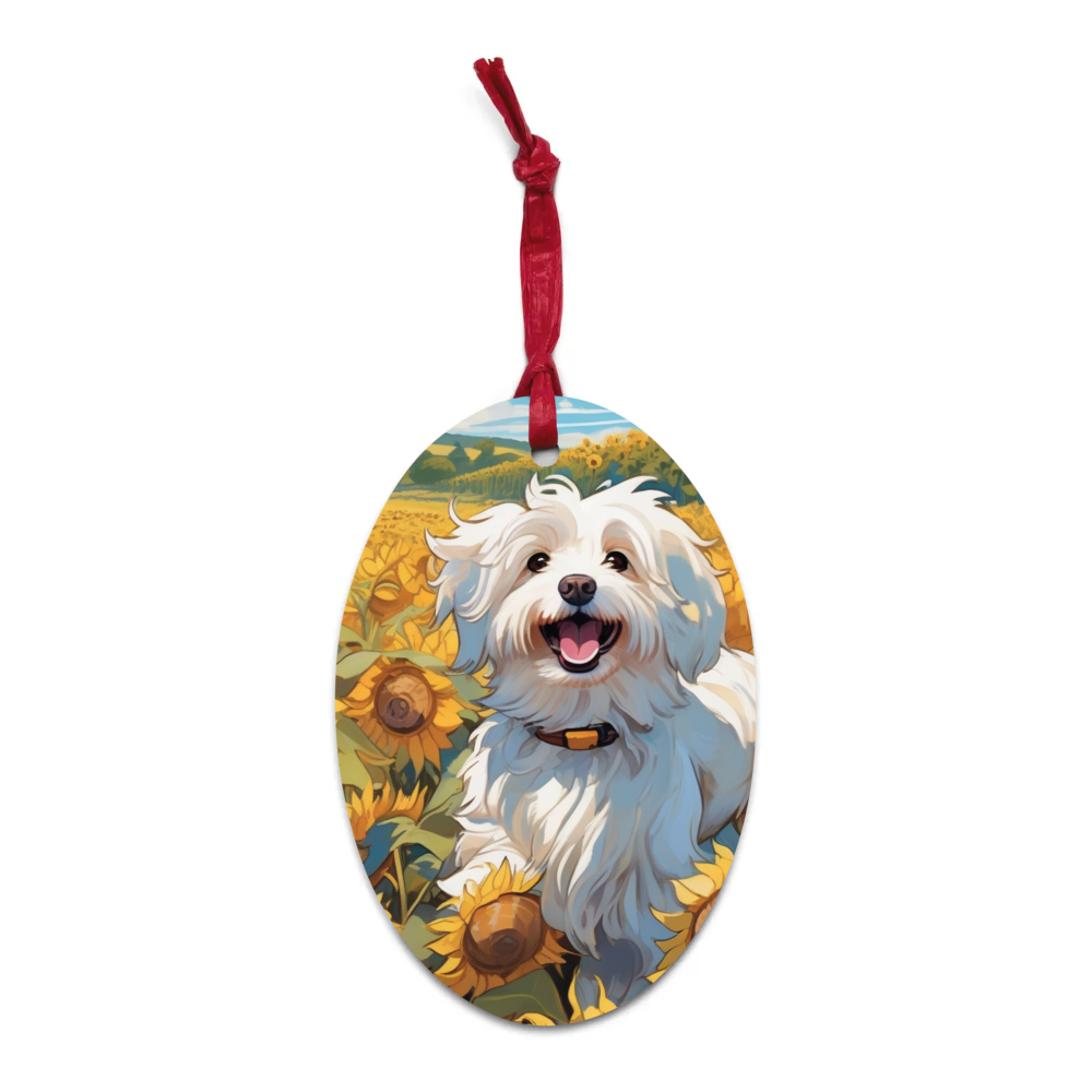 PugMug Custom White Havanese Dog Wooden Ornament