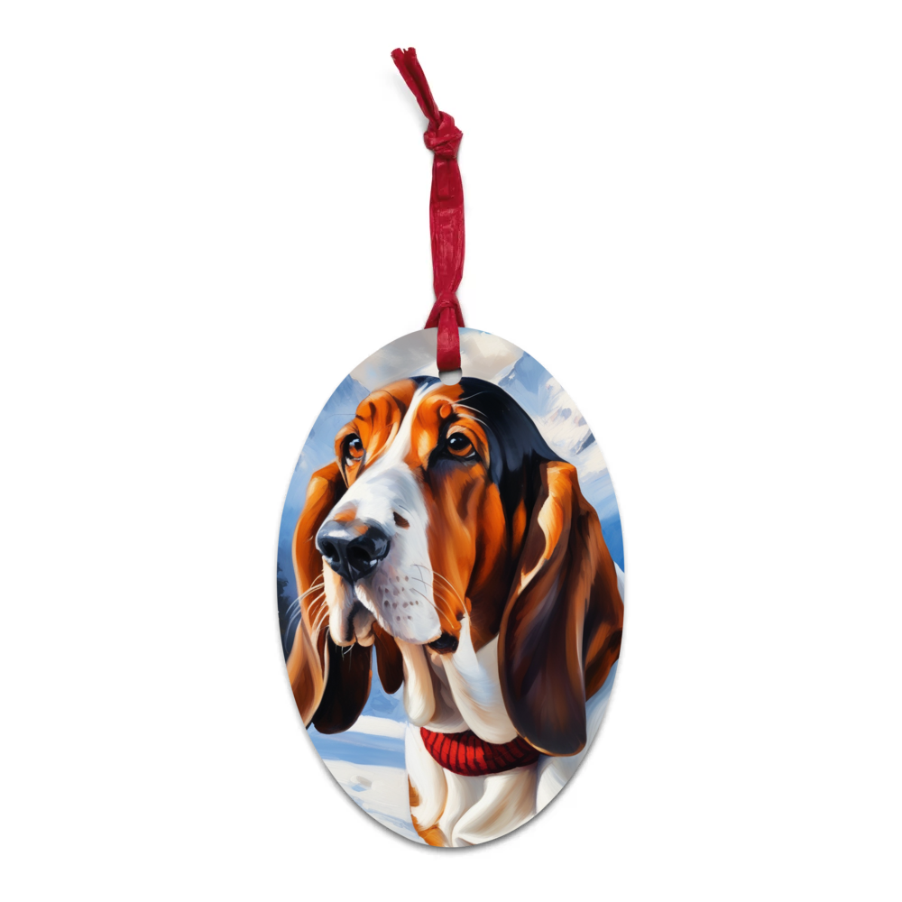PugMug Custom Basset Hound Wooden Ornament