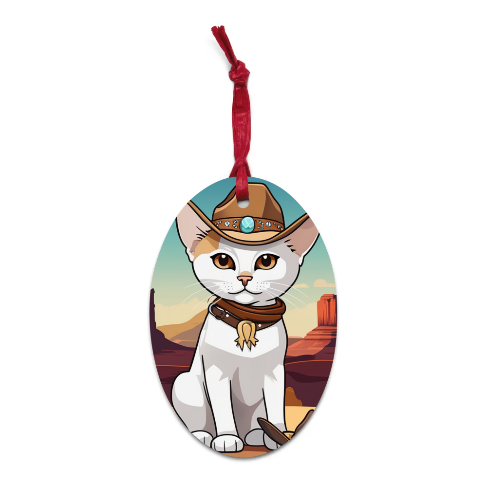 PugMug Custom White Abyssinian Cat Wooden Ornament