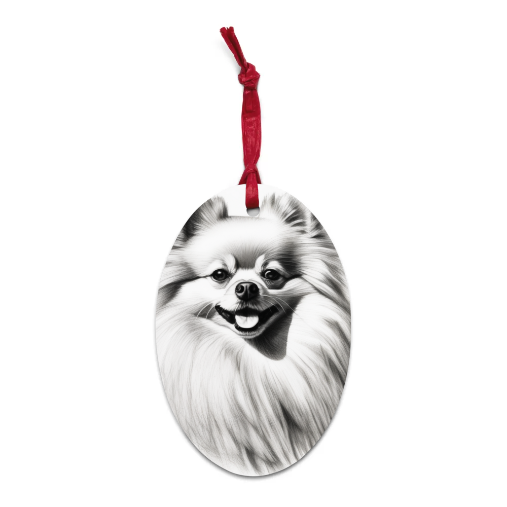 PugMug Custom White Pomeranian Wooden Ornament