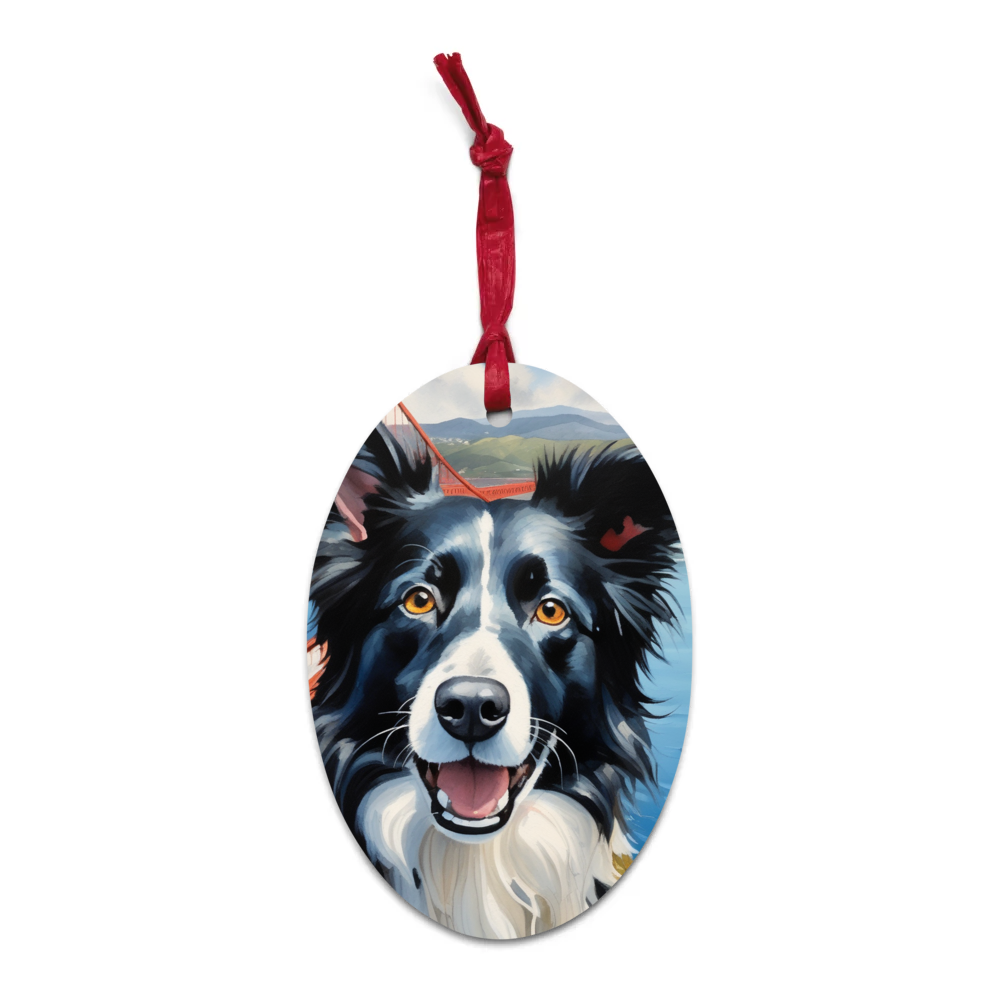PugMug Custom Border Collie Wooden Ornament