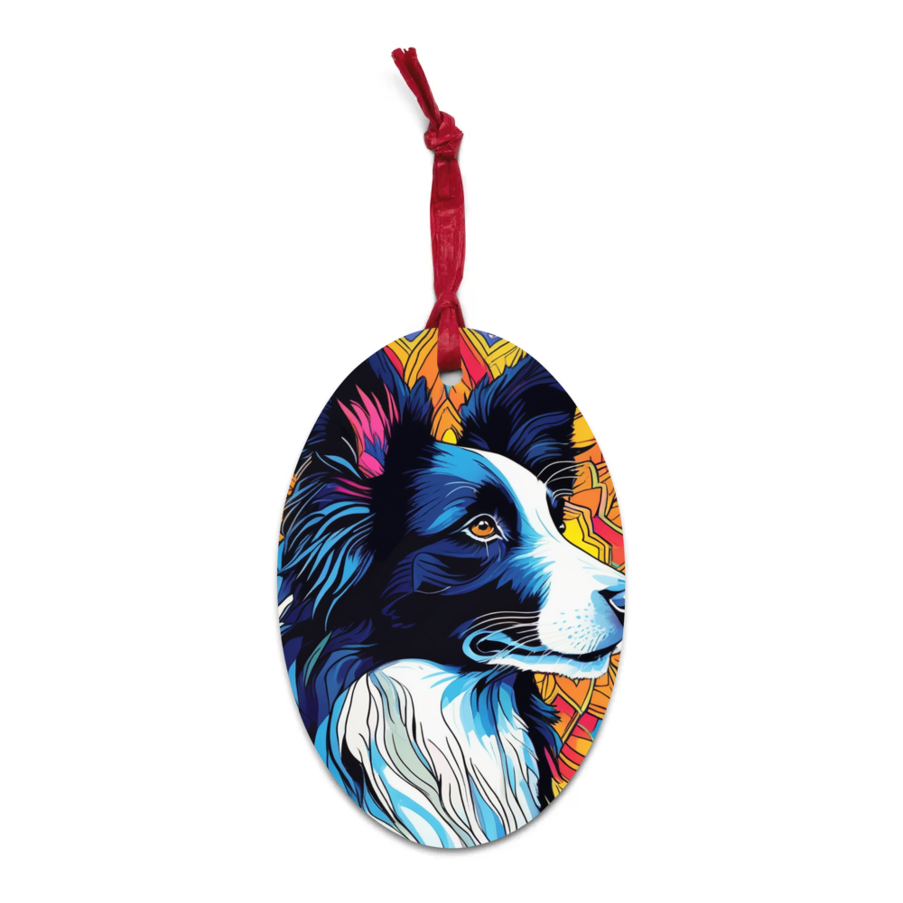 PugMug Custom Border Collie Wooden Ornament