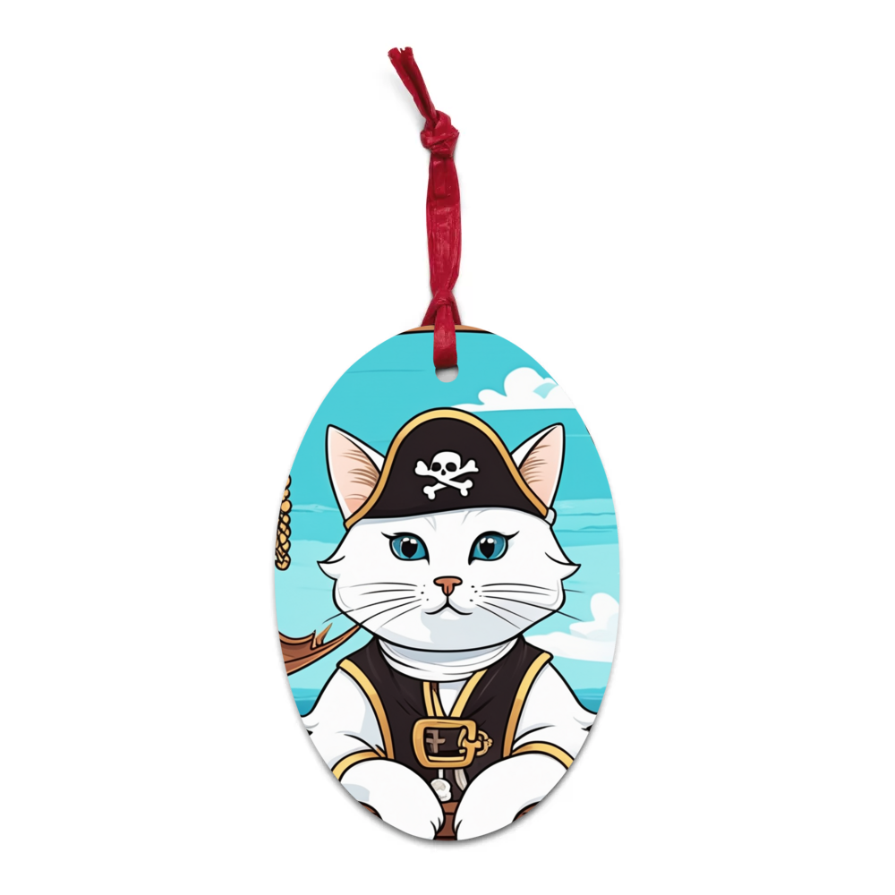 PugMug Custom White Companion Cat Wooden Ornament