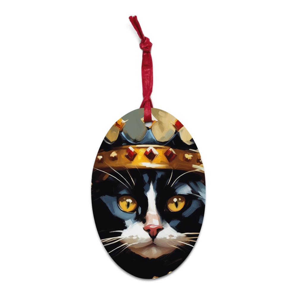 PugMug Custom Black Companion Cat Wooden Ornament