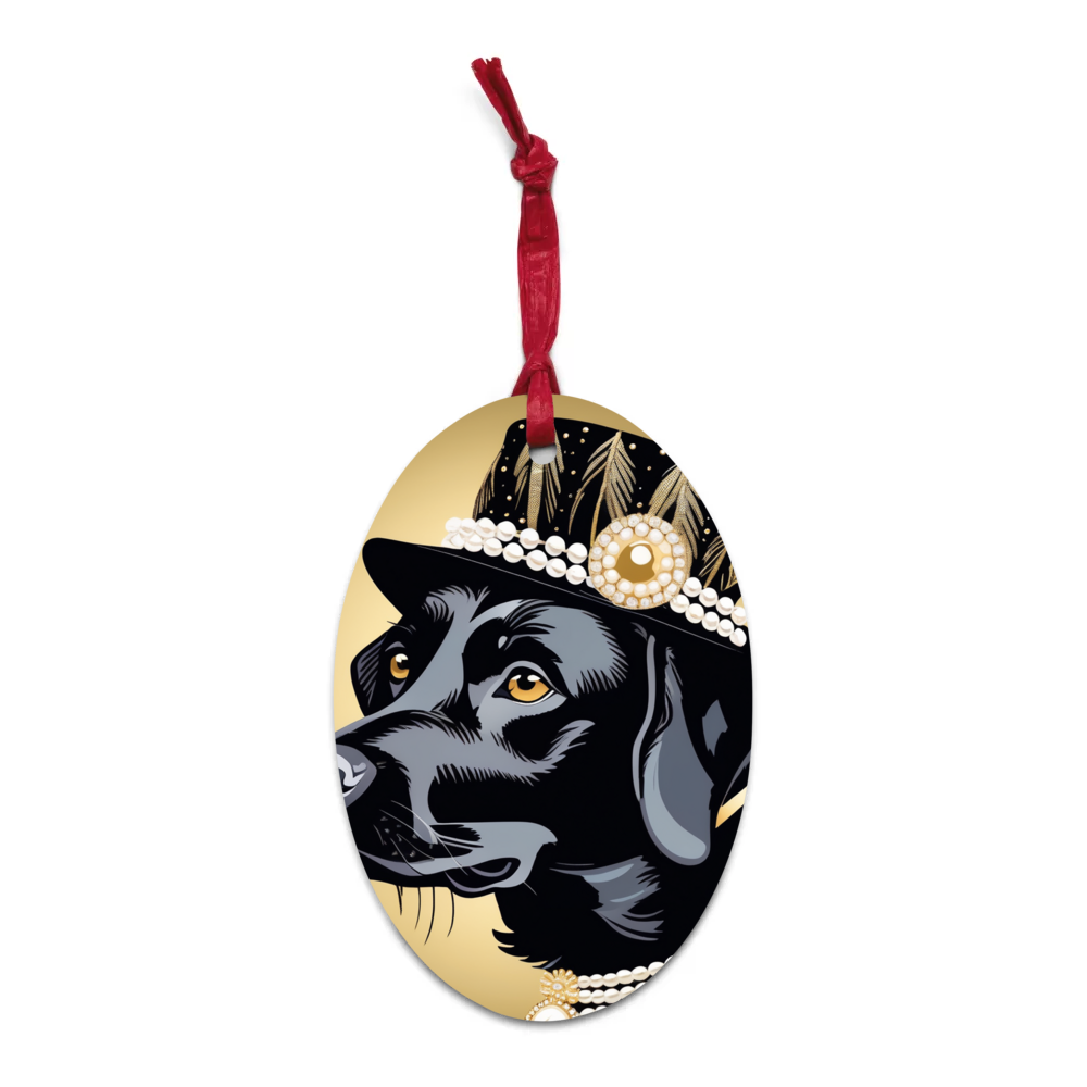 PugMug Custom Black Labrador Retriever Wooden Ornament