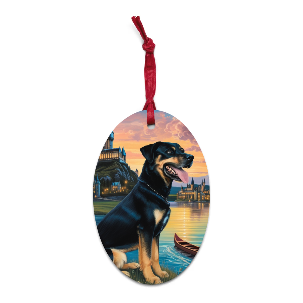 PugMug Custom Blue Wooden Ornament