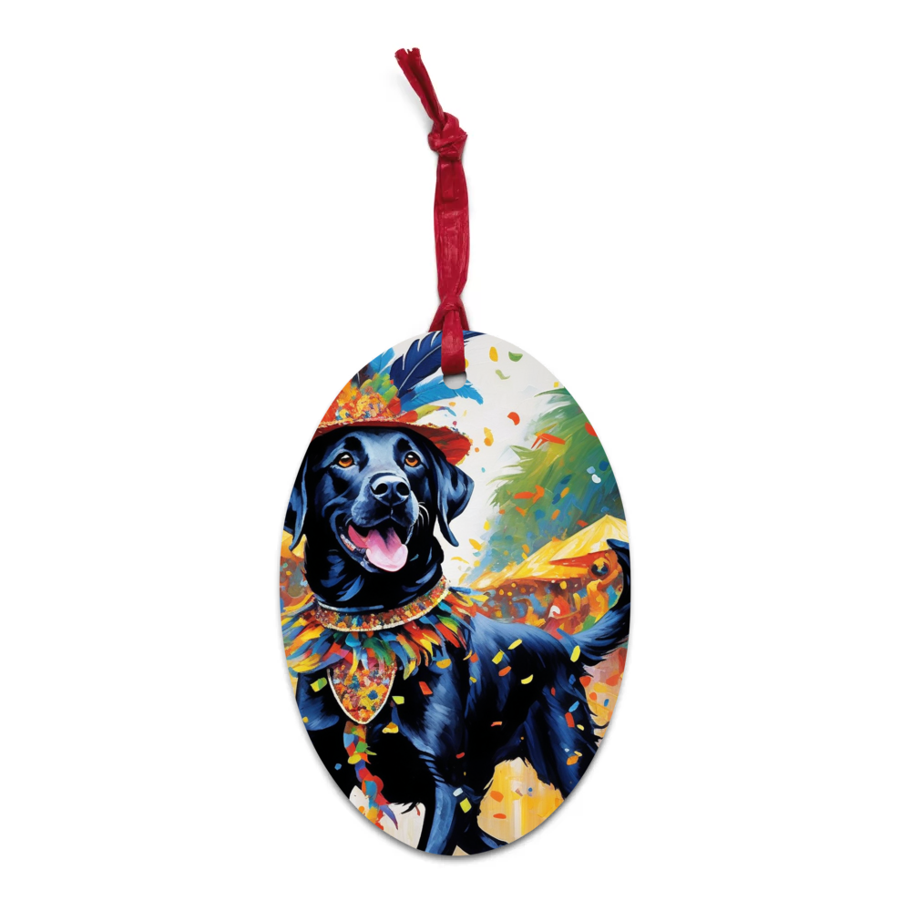 PugMug Custom Black Labrador Retriever Wooden Ornament