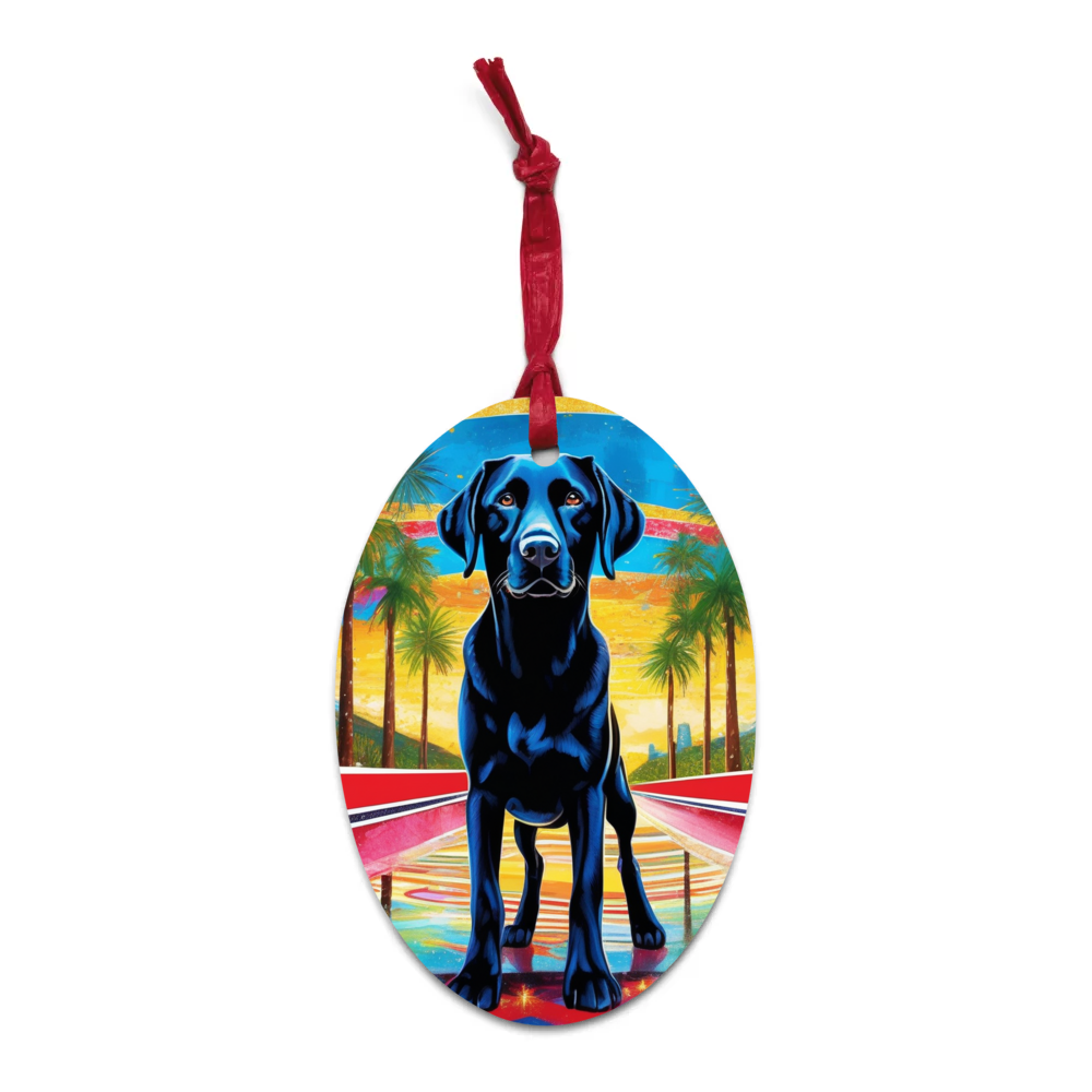 PugMug Custom Black Labrador Retriever Wooden Ornament