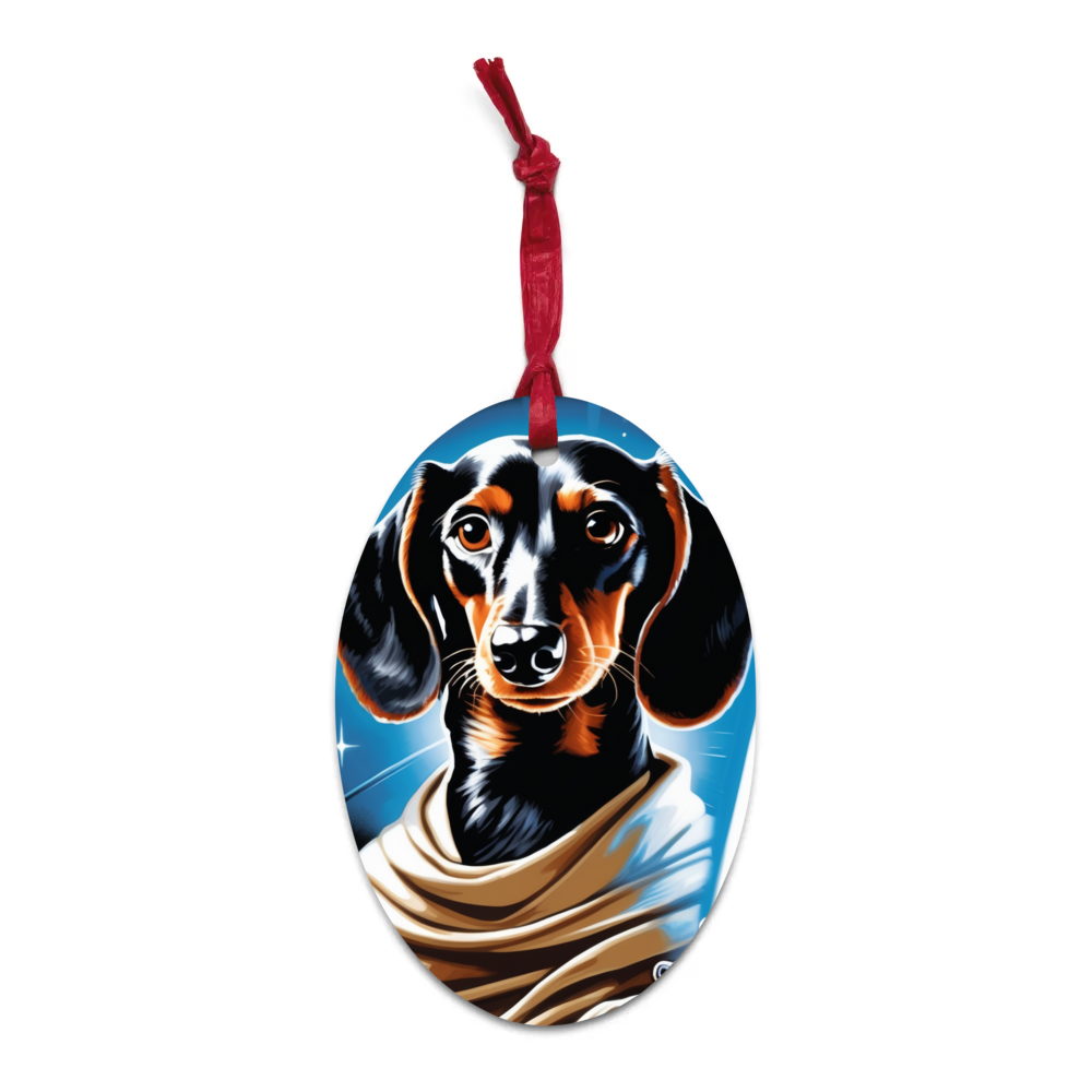PugMug Custom Black Dachshund Wooden Ornament