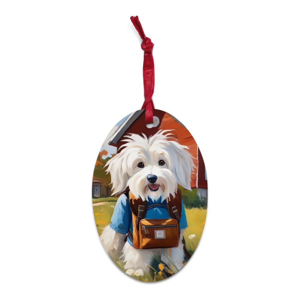 PugMug Custom White Havanese Dog Wooden Ornament