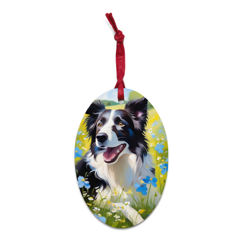 PugMug Custom Border Collie Wooden Ornament