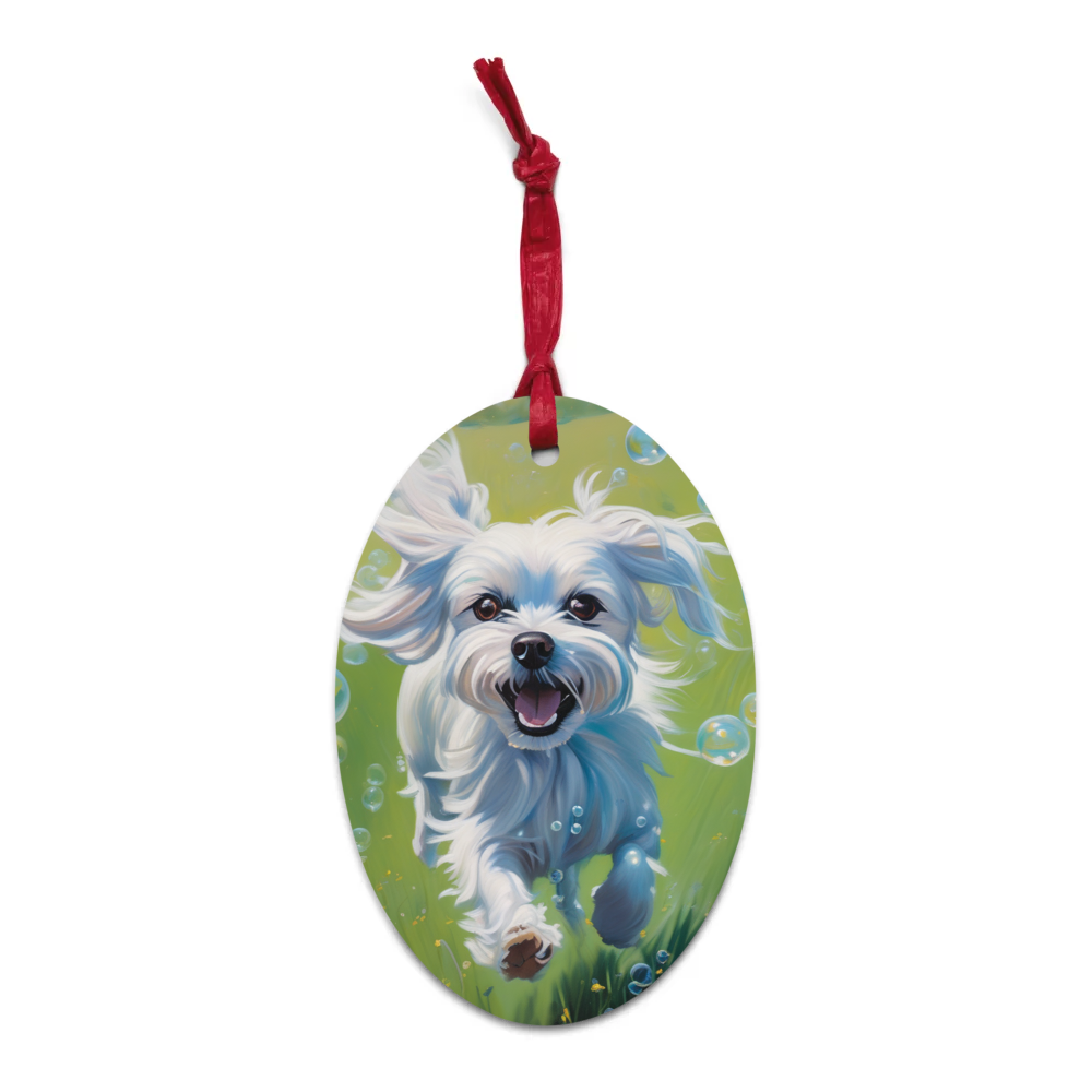 PugMug Custom Maltese Dog Wooden Ornament