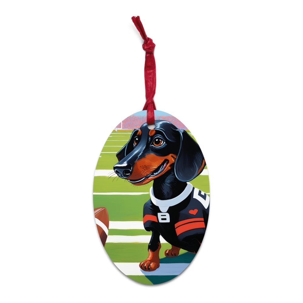 PugMug Custom Black Dachshund Wooden Ornament