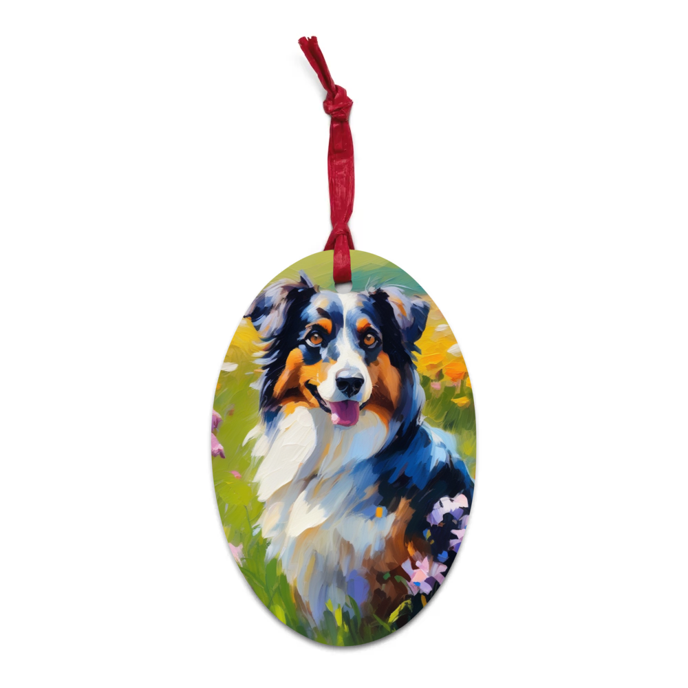 PugMug Custom Miniature American Shepherd Wooden Ornament