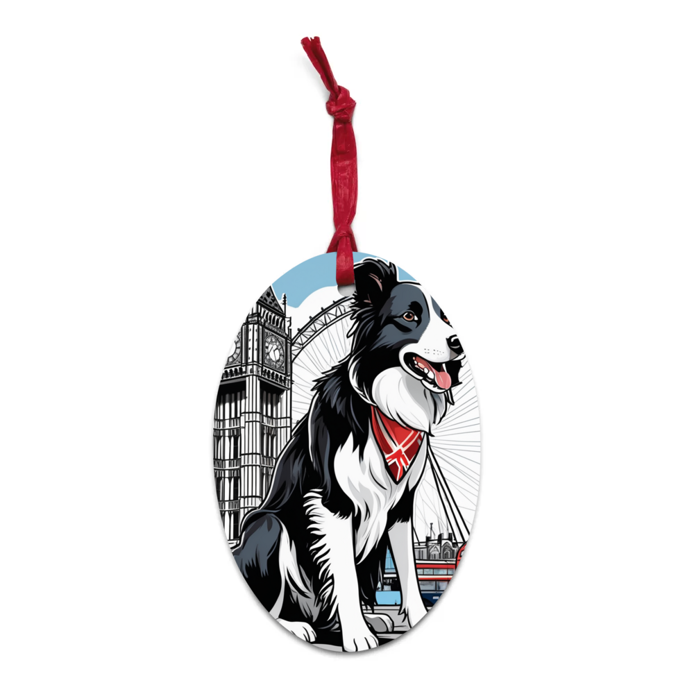 PugMug Custom Border Collie Wooden Ornament